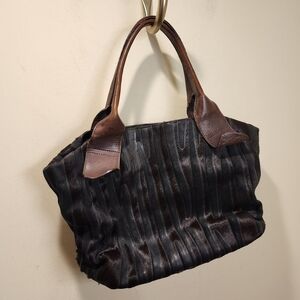 Abro made in Italy Vintage Leather Fur black and Brown Shoulder bag